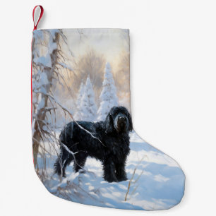 Black Russian Terrier Let It Snow Christmas  Small Christmas Stocking