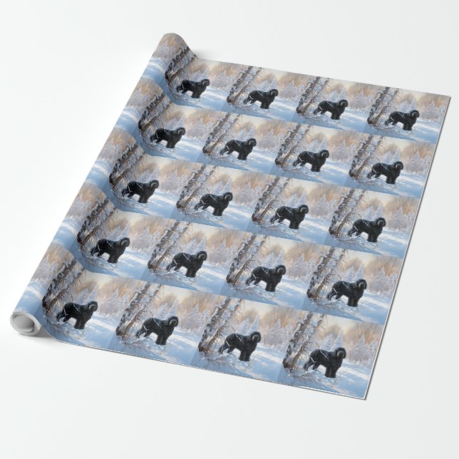 Black Russian Terrier Let It Snow Christmas  Wrapping Paper (Unrolled)