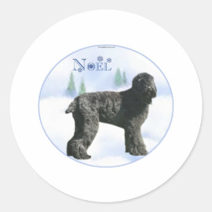 Black Russian Terrier Noel Classic Round Sticker