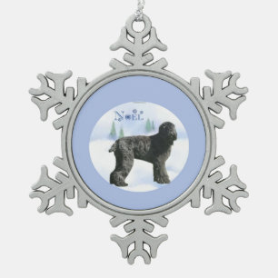 Black Russian Terrier Noel Snowflake Pewter Christmas Ornament