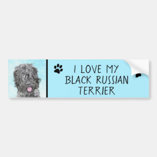 Black Russian Terrier Painting - Cute Original Dog Bumper Sticker