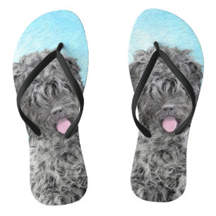 Black Russian Terrier Painting - Cute Original Dog Flip Flops