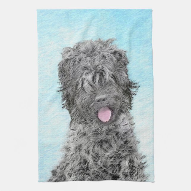 Black Russian Terrier Painting - Cute Original Dog Kitchen Towel (Vertical)