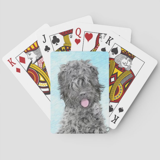 Black Russian Terrier Painting - Cute Original Dog Playing Cards (Back)