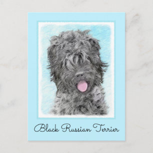 Black Russian Terrier Painting - Cute Original Dog Postcard