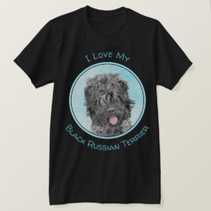 Black Russian Terrier Painting - Cute Original Dog T-Shirt