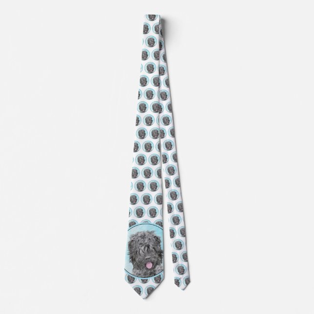 Black Russian Terrier Painting - Cute Original Dog Tie (Front)