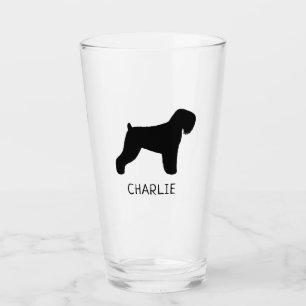 Black Russian Terrier Silhouette Personalized Dog Glass