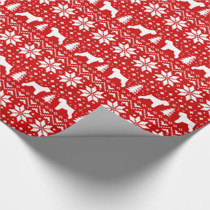Black Russian Terrier Silhouettes Christmas Red Wrapping Paper