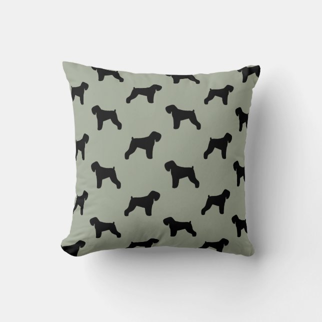 Black Russian Terrier Silhouettes Pattern Throw Pillow (Front)