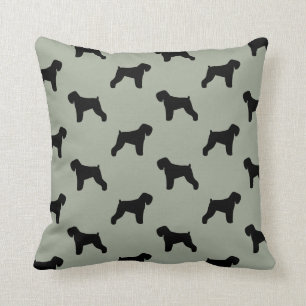 Black Russian Terrier Silhouettes Pattern Throw Pillow