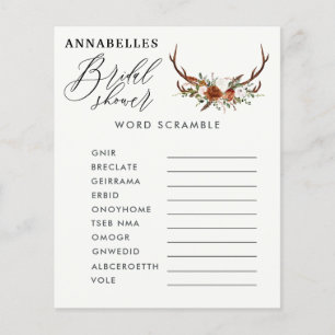 Black rust floral rustic bridal shower party game