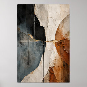Black Rust Ivory Curved Abstract Wall Art