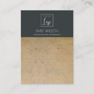 BLACK RUST TERRACOTTA TEXTURE LOGO EARRING DISPLAY BUSINESS CARD