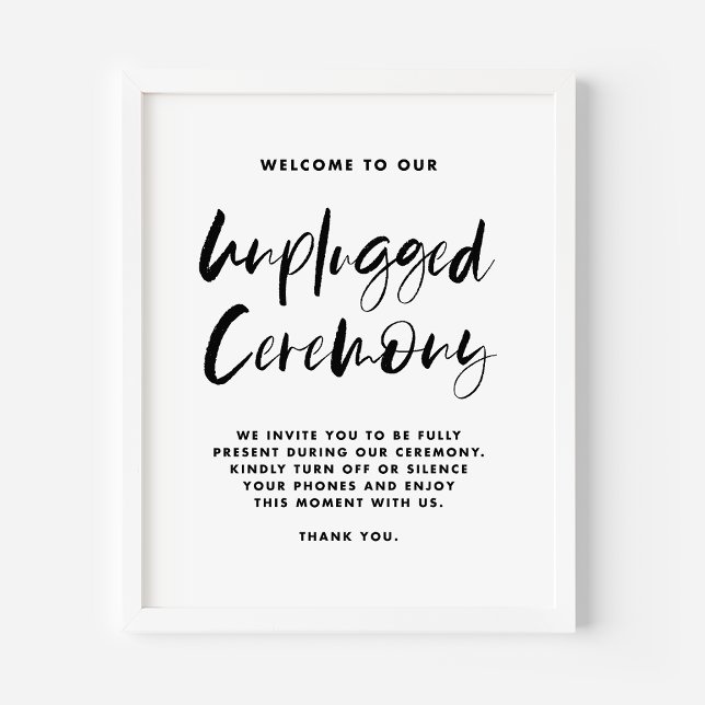 Black Rustic Calligraphy Unplugged Ceremony Poster (Creator Uploaded)