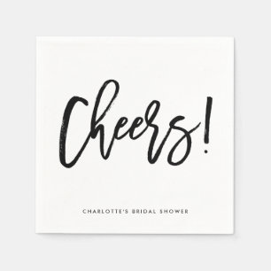 Black Rustic Hand Lettering Cheers Wedding Napkin