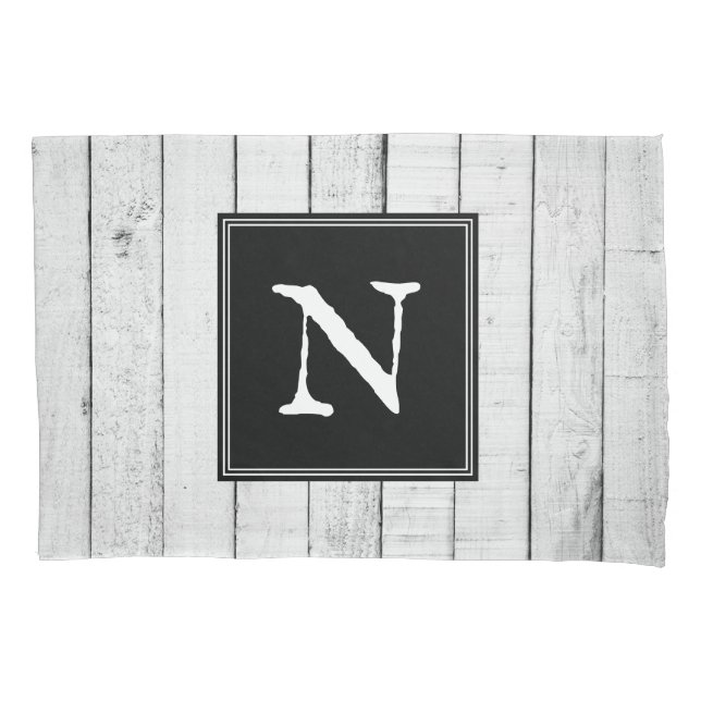 Black Rustic Monogram Pillowcase (Front)