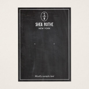 Black Rustic Stamp Monogram Earring Display Card