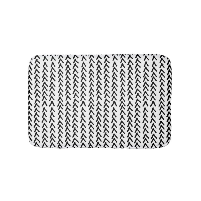 Black Rustic Tribal Pattern Bath Mat (Front)