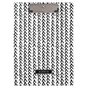 Black Rustic Tribal Pattern Personalized Clipboard