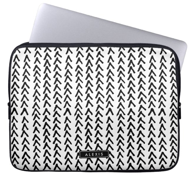 Black Rustic Tribal Pattern Personalized Laptop Laptop Sleeve (Front)