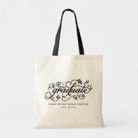Black Rustic Whimsical Floral Script Graduation