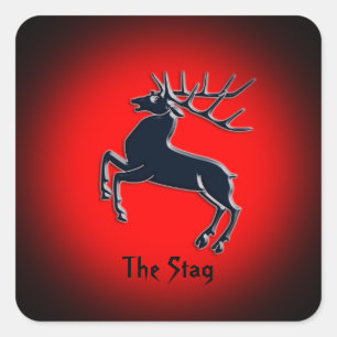 Black Rutting Stag on red spotlight effect Square Sticker