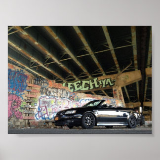 Black Saab 93 Convertible Poster