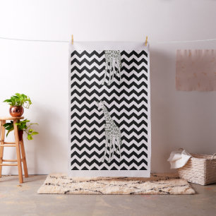 Black Safari Chevron with Pop Art Giraffe L scale Fabric
