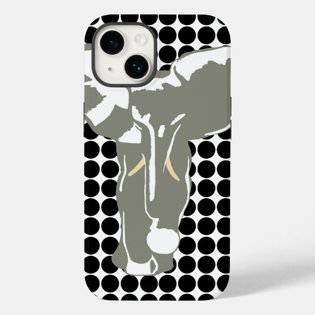 Black Safari Dot with Pop Art Elephant Case-Mate iPhone Case (Back)