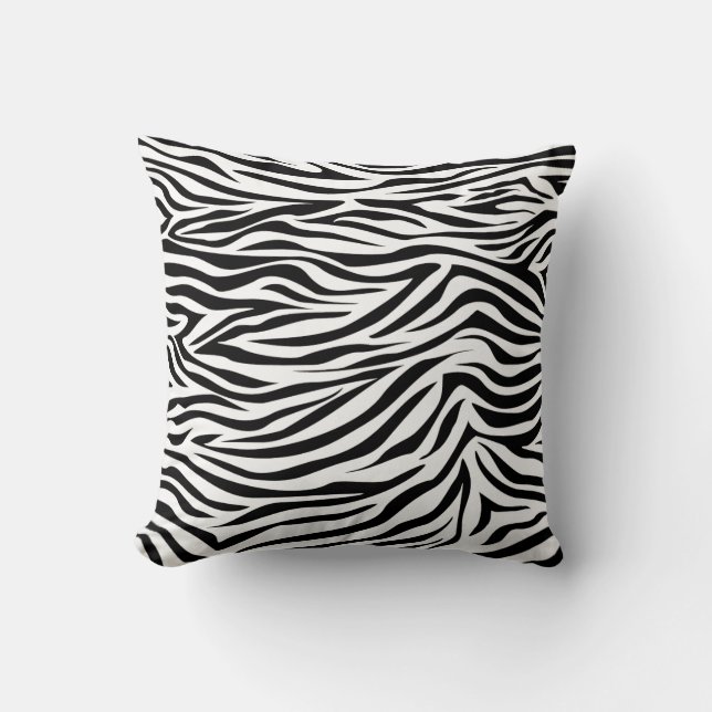 Black Safari Zebra Throw Pillow (Front)