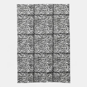 Black Safari Zebra, tiled design Kitchen Towel