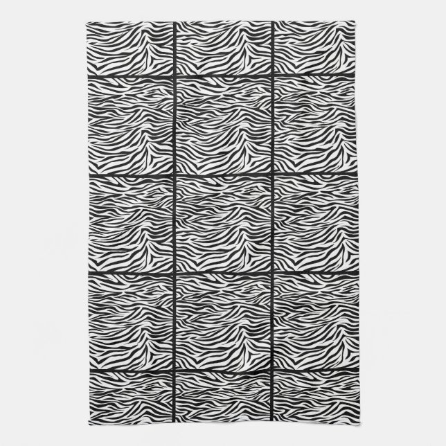 Black Safari Zebra, tiled design Kitchen Towel (Vertical)