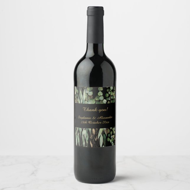 Black Sage Green Botanical WINE LABEL (Front)