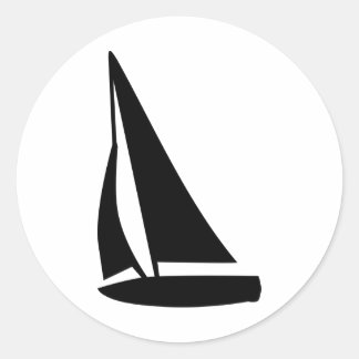 Black sailing boat classic round sticker