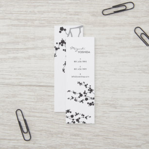 Black Sakura Cherry Blossoms Flowers Oriental Zen Mini Business Card