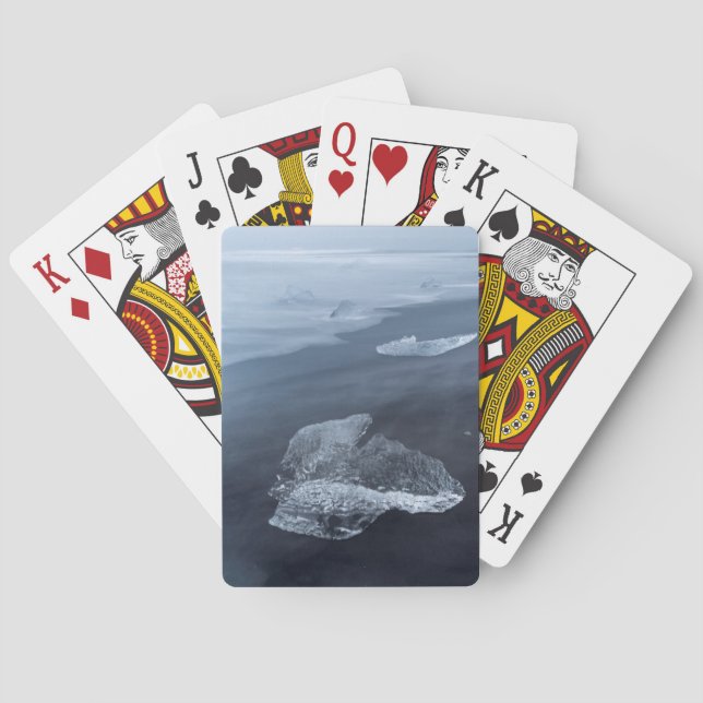 Black sand beach and ice, Iceland Playing Cards (Back)