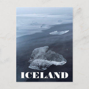 Black sand beach and ice, Iceland Postcard