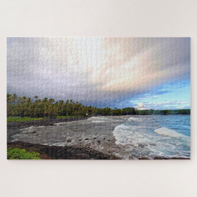 Black Sand Beach - Big Island Hawaii - 20x30 inch Jigsaw Puzzle (Horizontal)