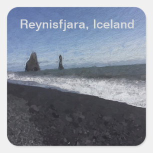 Black Sand Beach, Iceland Square Sticker