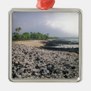 Black Sand Beach in Hawaii Metal Ornament