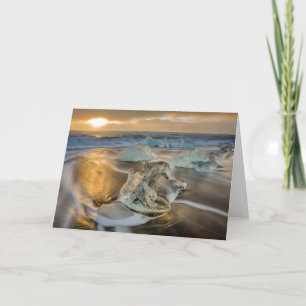 Black Sand Beach Jokulsarlon South Iceland Card