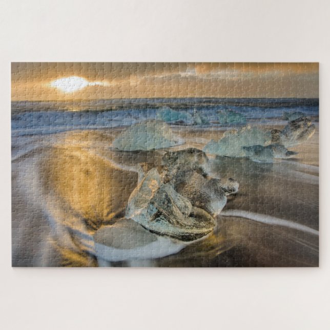 Black Sand Beach | Jokulsarlon South Iceland Jigsaw Puzzle (Horizontal)