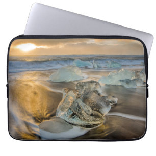 Black Sand Beach   Jokulsarlon South Iceland Laptop Sleeve