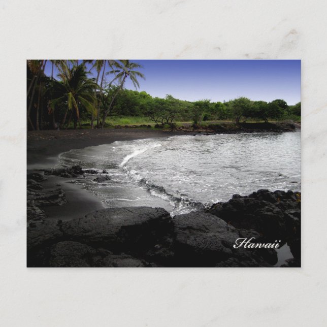 Black Sand Beach Postcards, Customizable Postcard (Front)