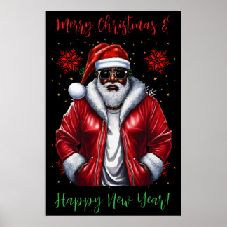 Black Santa, Big nick energy, naughty, Santa Claus Poster