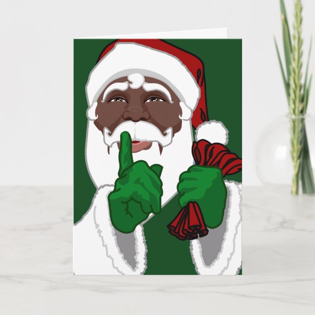 Black Santa Cards Custom Christmas Greetings Card (Front)