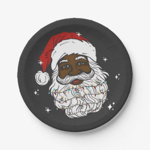 Black Santa Christmas Black History Xmas  Paper Plate