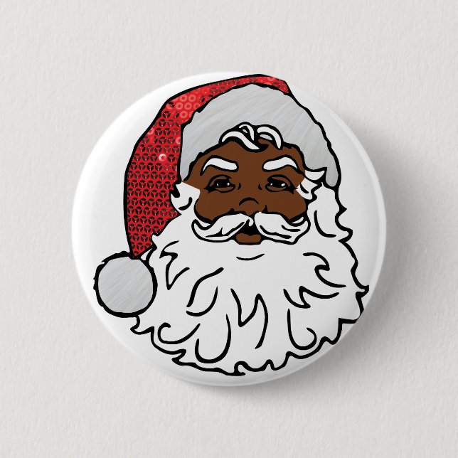 black Santa Claus 2 Inch Round Button (Front)