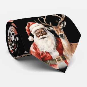 Black Santa Claus and Deer Tie